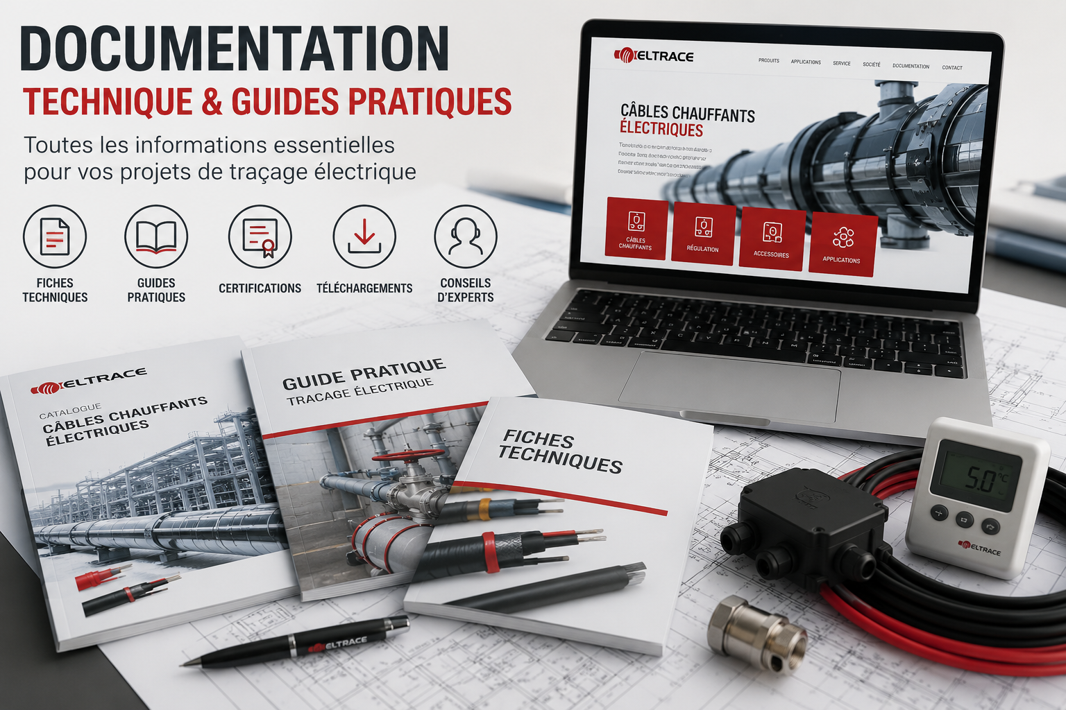 Documentation technique & Guides pratiques - ELTRACE Documentation technique ELTRACE : catalogues, fiches techniques, guides pratiques et documentations sur les câbles chauffants
