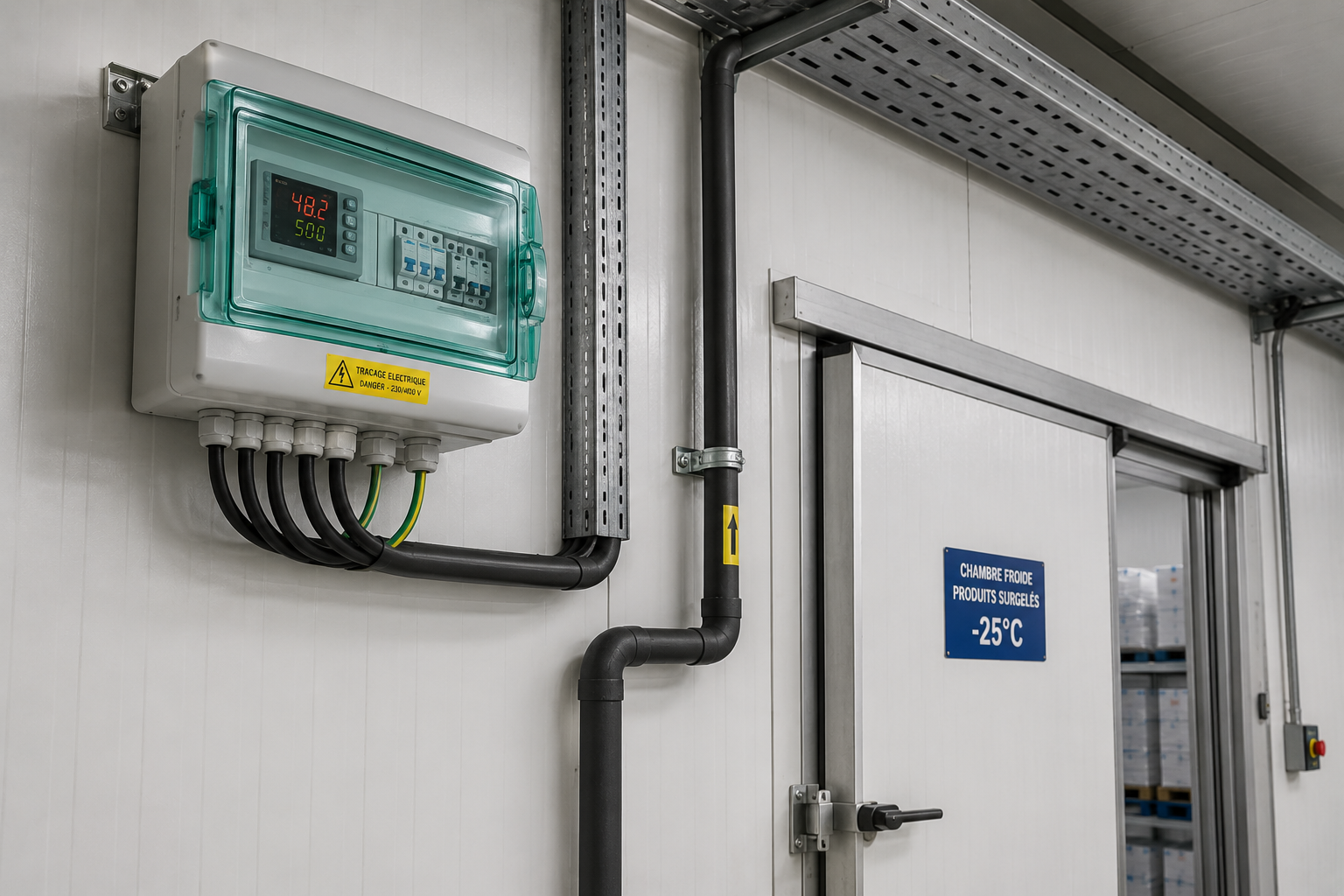Coffret technique ELTH-B390-CTx avec thermostat électronique, contacteur et disjoncteur intégrés pour traçage électrique et réfrigération